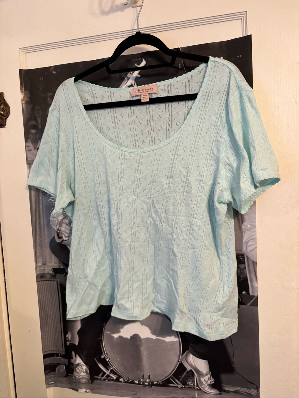 philosophy Mint Scoop Neck Short Sleeve Pointelle Top